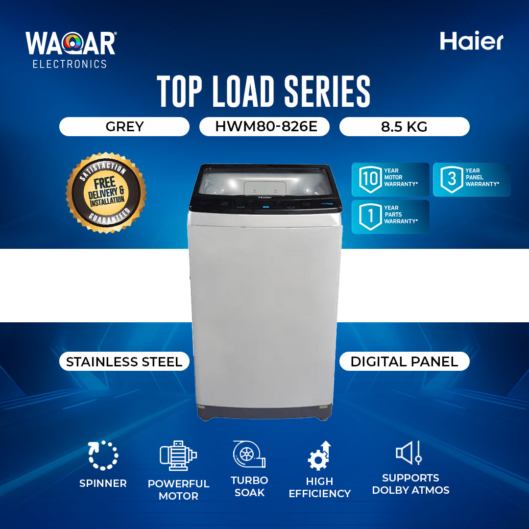 HAIER WASHING MACHING TOP LOADED SERIES HWM 85 826E