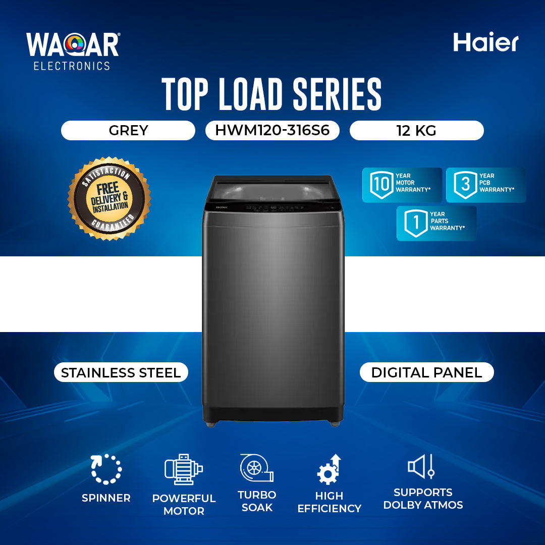 HAIER WASHING MACHINE TOP LOADED SERIES HWM 120 316S6