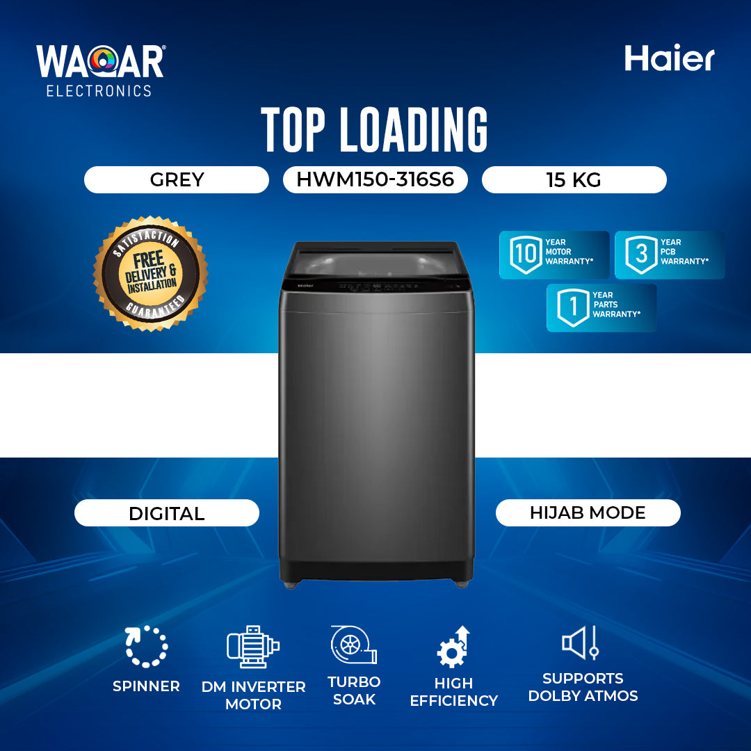 HAIER WASHING MACHINE TOP LOADING HWM 150 316S6