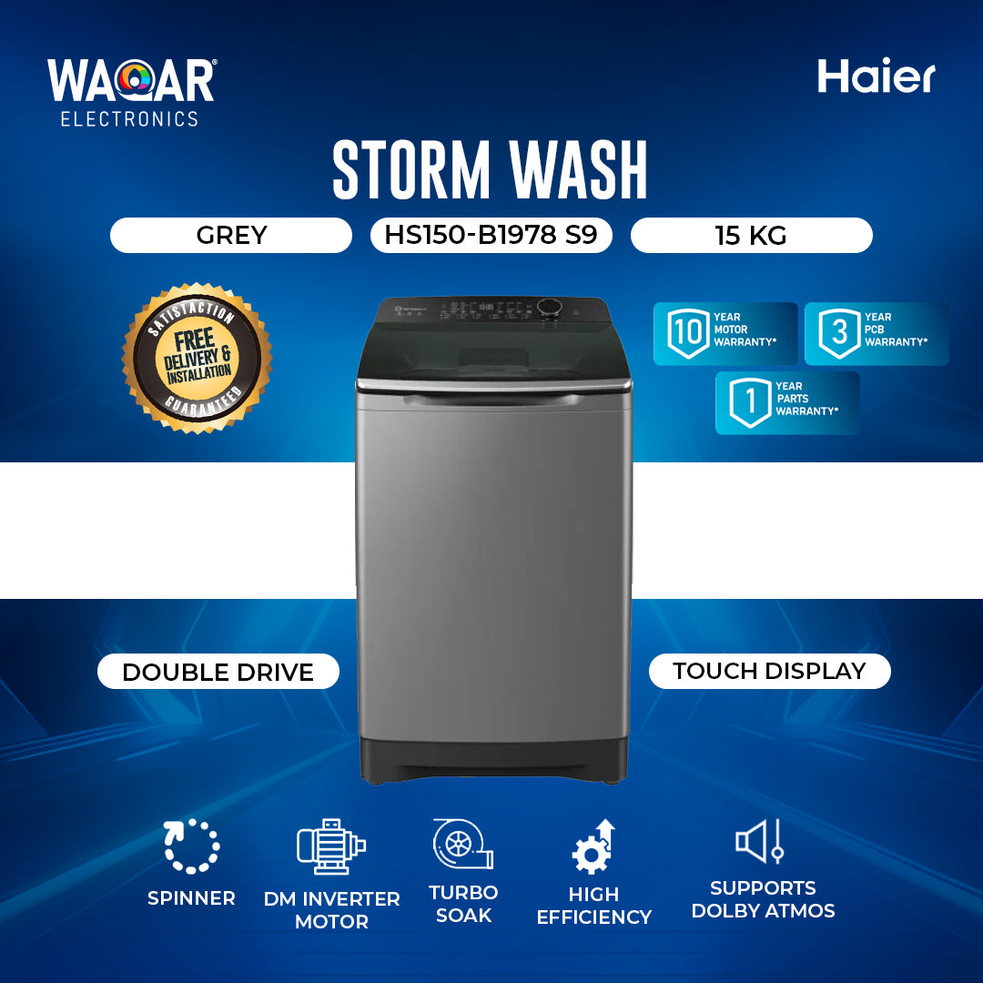 HAIER WASHING MACHINE STORM WASH HS150 B1978