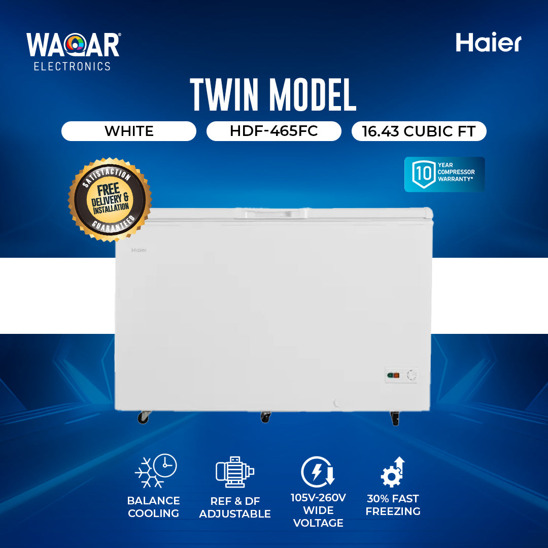 HAIER FREEZER TWIN MODEL HDF 465FC 16.43 CFT