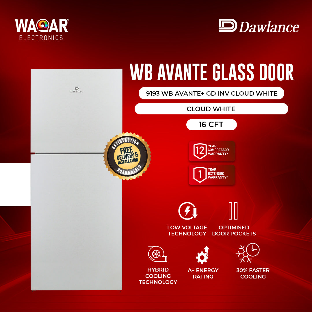 DAWLANCE REFRIGERATOR 9193 WB AVANTE+GD INV CLOUD WHITE 16 CFT