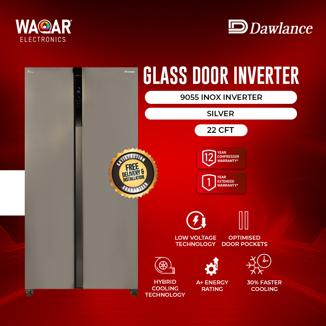 DAWLANCE GLASS DOOR INVERTER 9055 INOX INVERTER 22 CFT