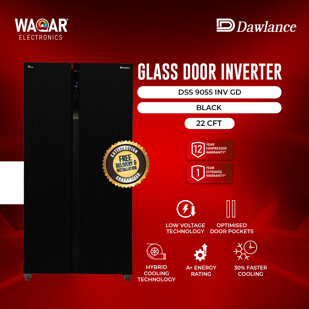 DAWLANCE REFRIGERATOR GLASS DOOR INVERTER DSS 9055 INV GD 22 CFT