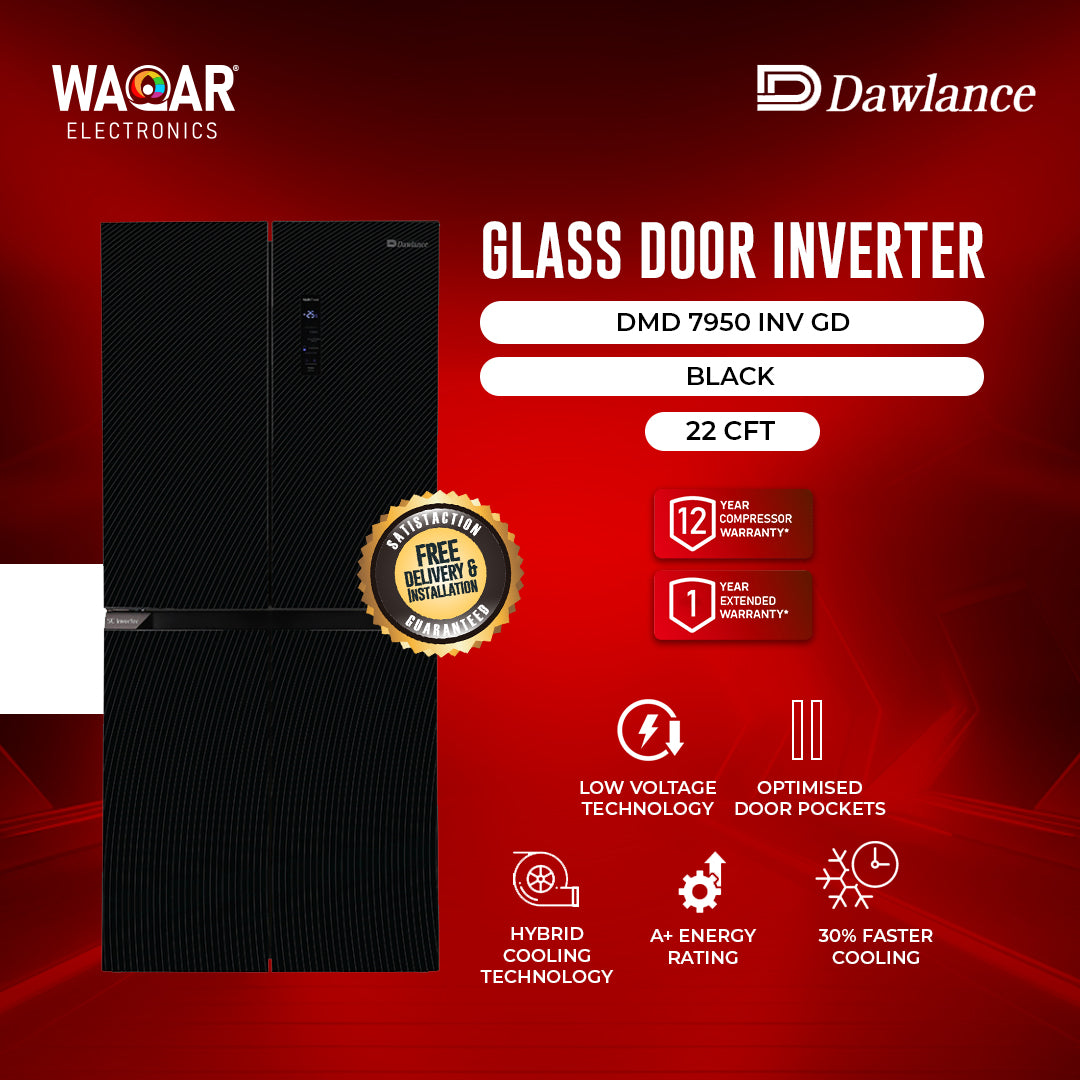 DAWLANCE REFRIGERATOR GLASS DORR INVERTER DMD 7950 INV GD 22 CFT