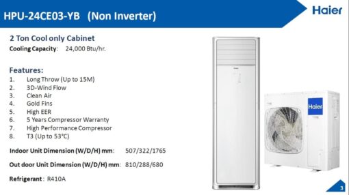Haier Floor Standing AC 2 Ton HPU 24CE03 With Kit